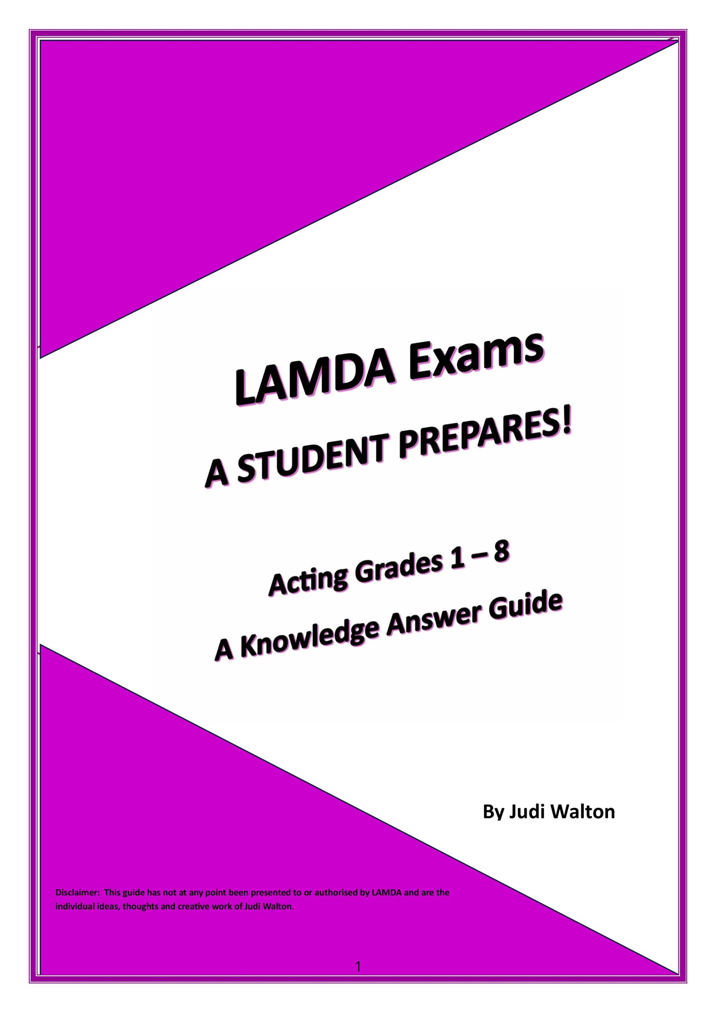 LAMDA Exams - A Student Prepares! Acting Entry to Grade 8 Knowledge Answer Guide