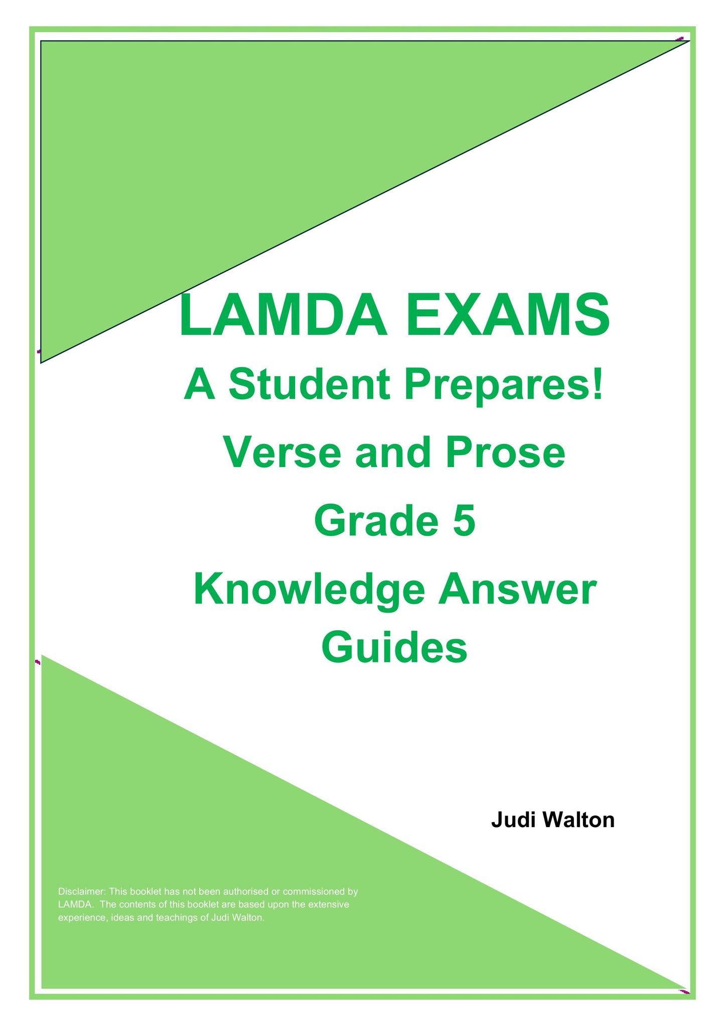 LAMDA Exams - A Student Prepares! Verse and Prose Grade 5 Knowledge Answer Guide