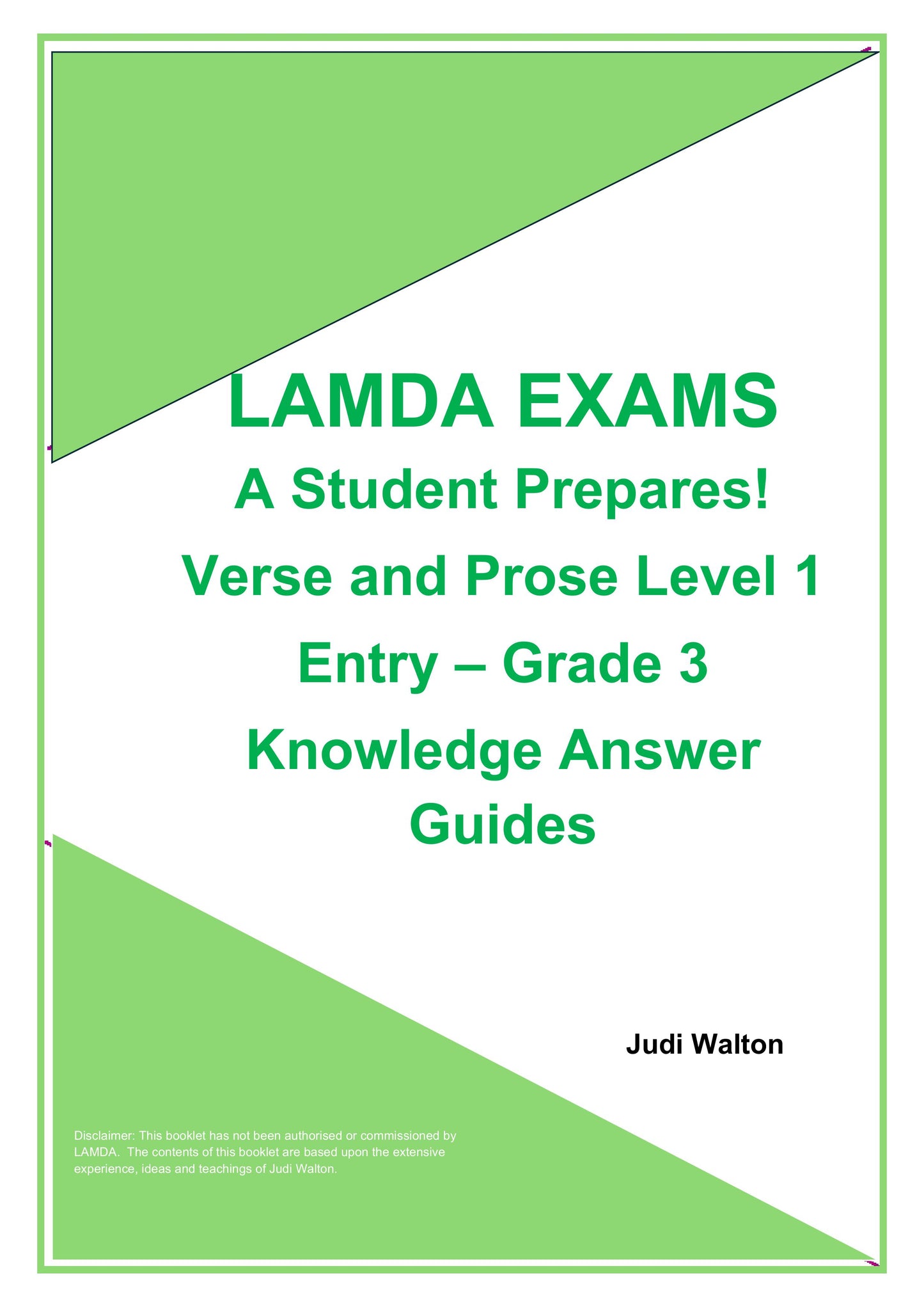 LAMDA Exams - A Student Prepares! Verse and Prose Level 1 and Entry Knowledge Answer Guide