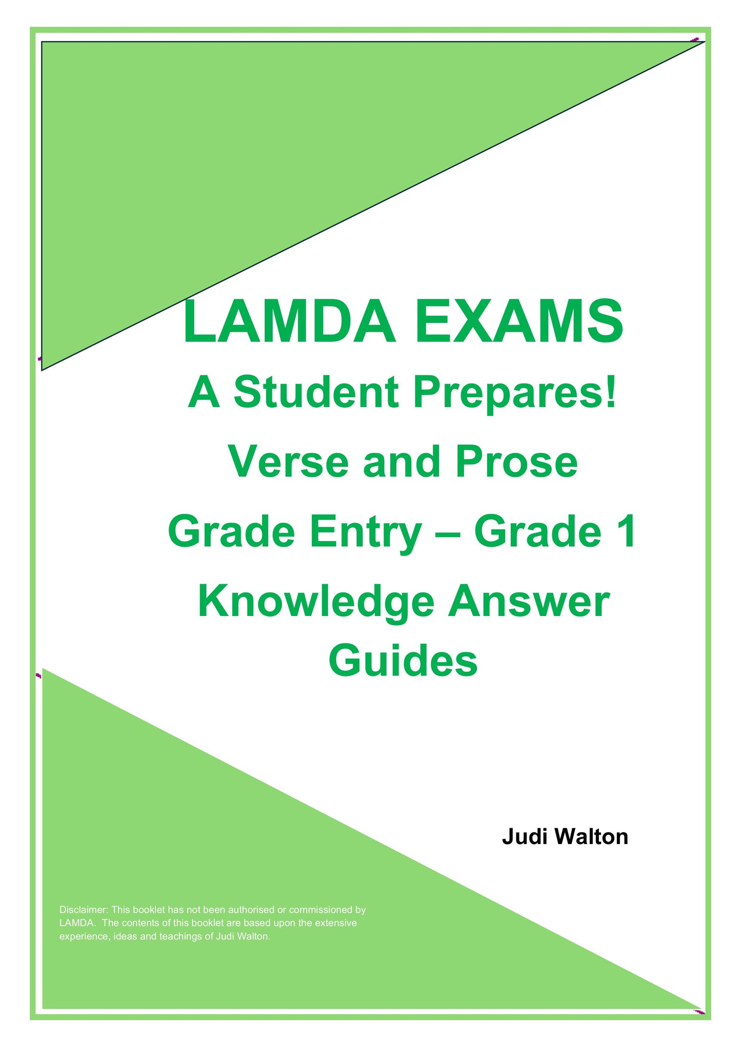 LAMDA Exams - A Student Prepares!  Verse and Prose Entry and Grade 1 Knowledge Answer Guide