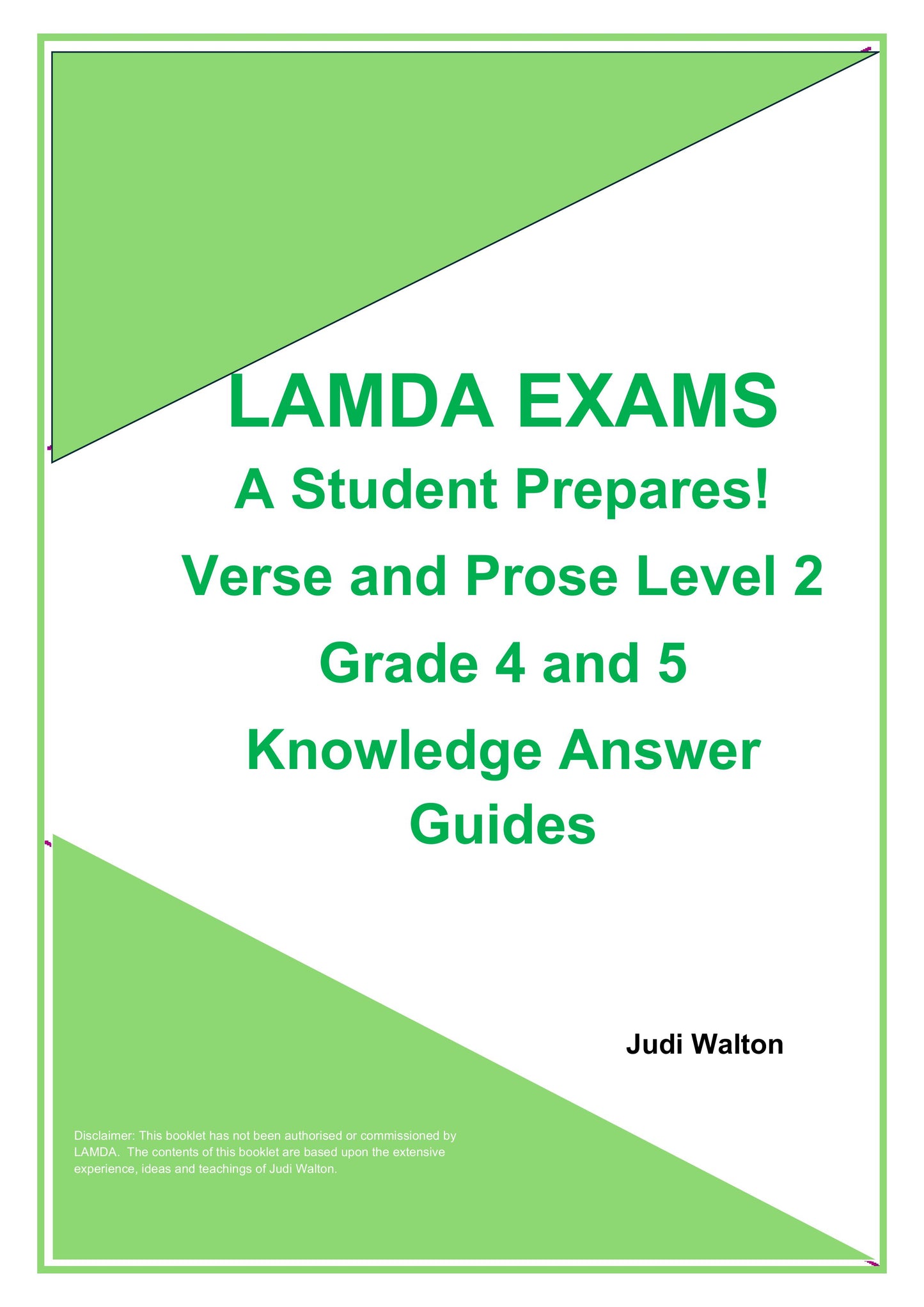 LAMDA Exams - A Student Prepares! Verse and Prose Level 2 Knowledge Answer Guide