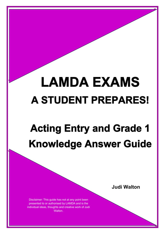 LAMDA Exams - A Student Prepares!  Acting Entry and Grade 1 Knowledge Answer Guide