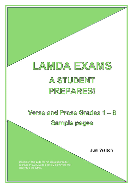 LAMDA Exams - A Student Prepares! Verse and Prose Grades 1 - 8 Sample pages